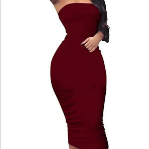 Lovely Burgundy Tube Dress 
